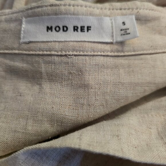 NWOT MOD REF ( S ) Collar Top Waist Tie Button Up Short Sleeve Cotton Linen Top - Picture 6 of 7